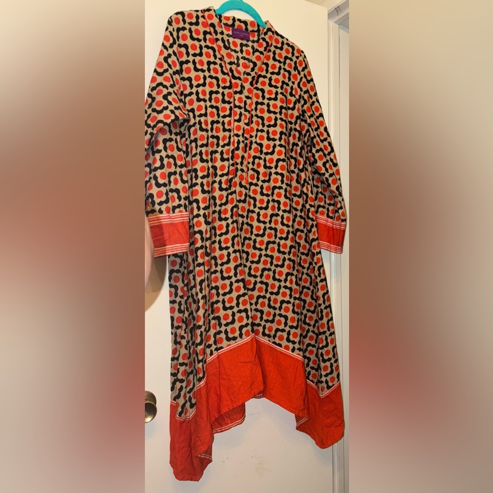 Vibrant hippie tunic dress made of natural fibers sana safinaz Large nwot